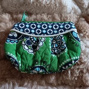 Vera Bradley Green Blue Quilted Floral Clutch Wristlet